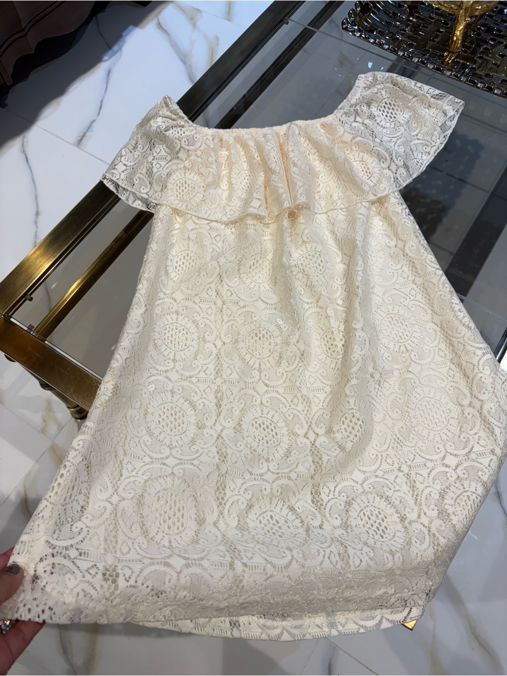 Ardene Cream Lace Off-Shoulder Dress for Girls
